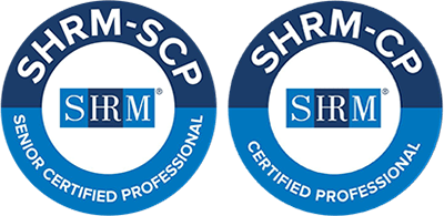 SHRM Certification Badges for Senior Certified Profession and Certified Professional